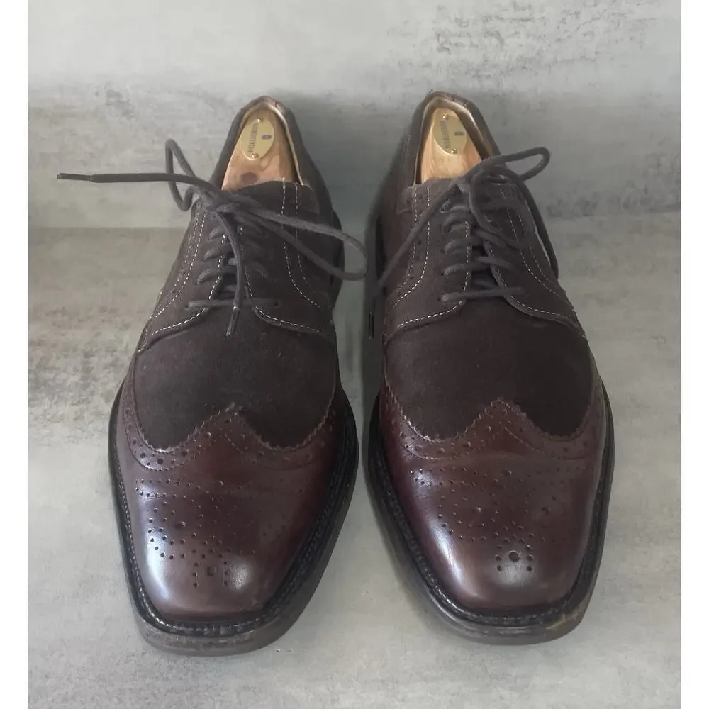 Mephisto Paolino Wingtip Oxford Brown Leather Suede Men's US 10 Goodyear Welt
